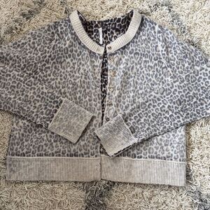 Free People Leopard Print Button-Front Women's Cardigan
